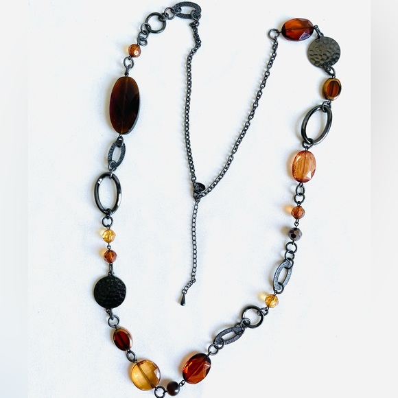 New 44” Gunmetal Orange Necklace - Picture 4 of 8